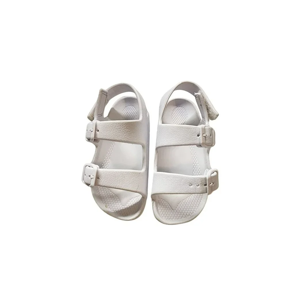 Harper Canyon White Double-Buckle Sandals For Kids Size 11 Adjustable Straps